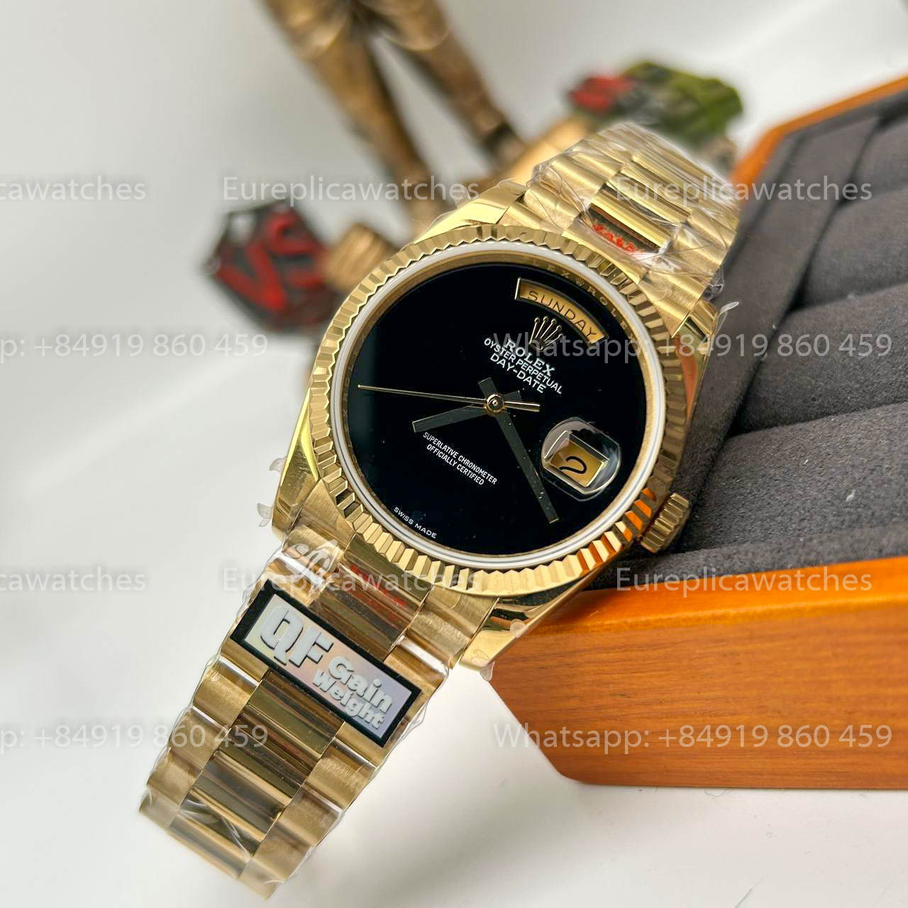 Rolex Day Date 18038 1:1 Best Edition QF Fabbrica Black Dial