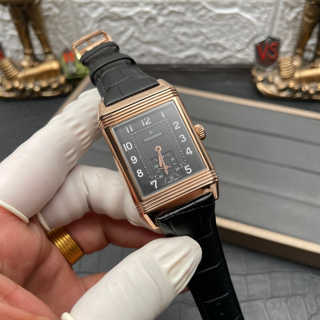 Jaeger LeCoultre Reverso Q3732470 1:1 Best Edition Rose Gold Black Dial