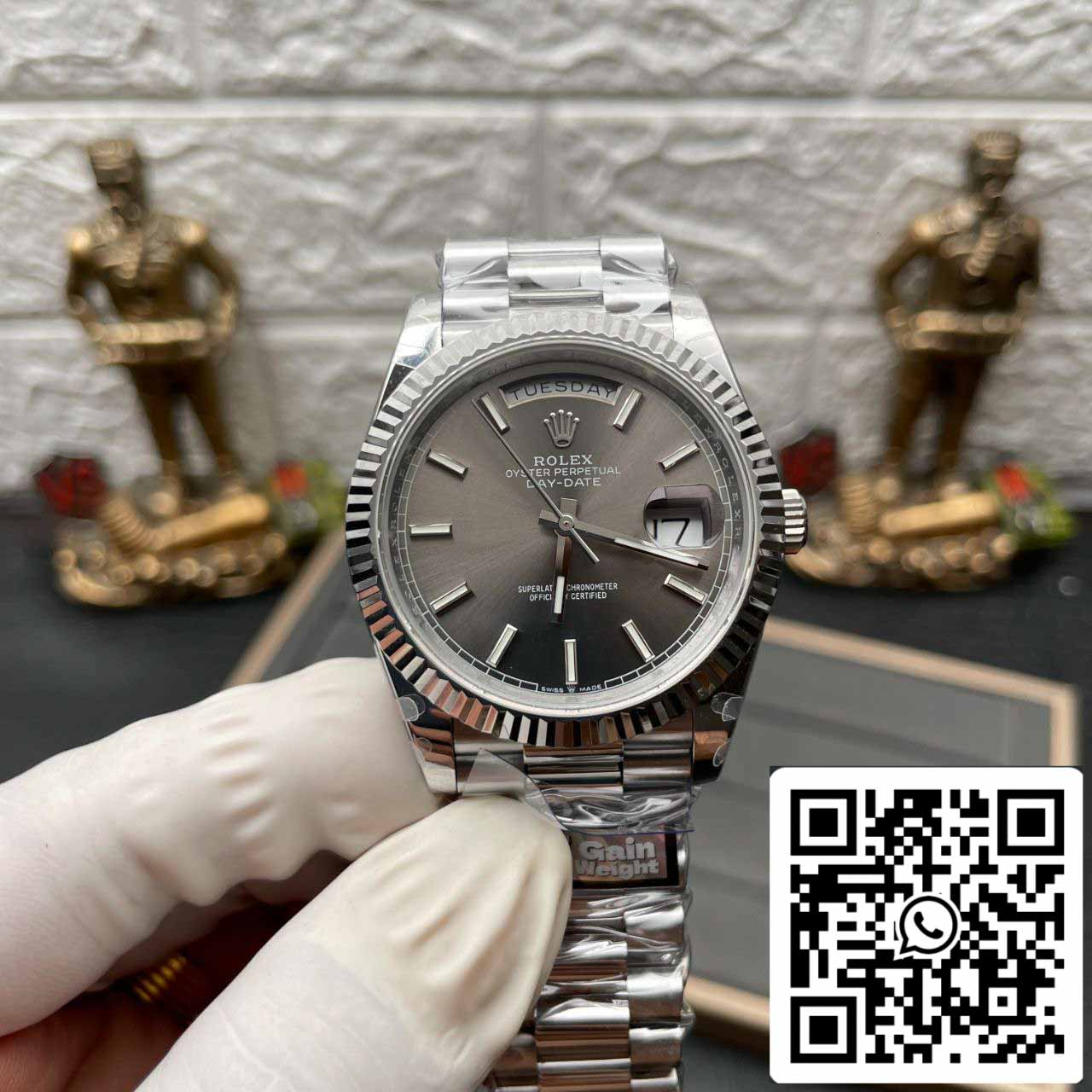 Rolex Day Date M228236-0013 Platinum slate dial Best 1:1 Edition QF Fabbrica 184 gram