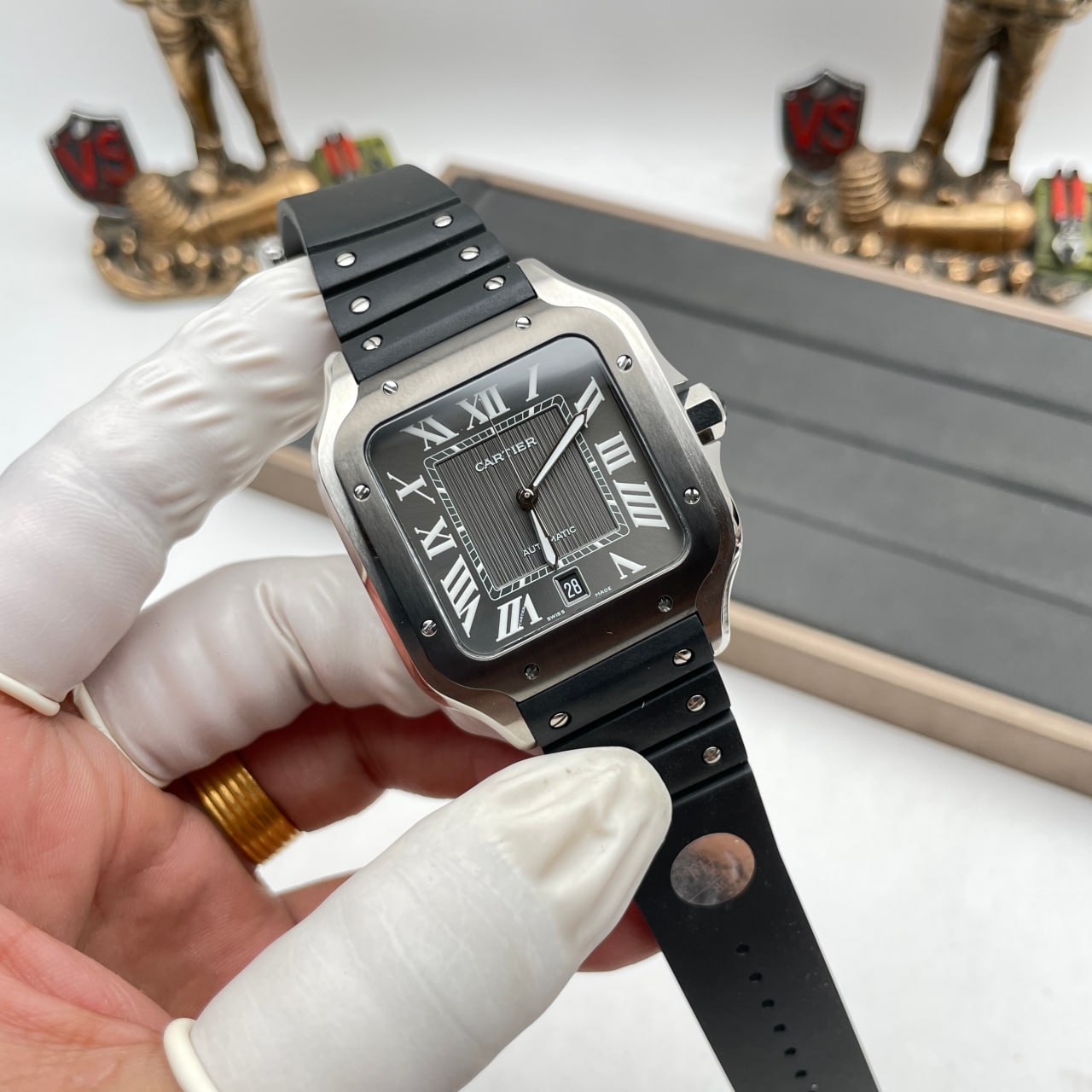 Cartier Santos WSSA0037 1:1 edizione migliore GF Fabbrica V2 Gomma cinturino