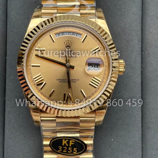 Rolex Day Date 40 228238-0006 Oro Amarillo Esfera Amarilla 1:1 Mejor Clon KF Fabbrica 215 Gramos