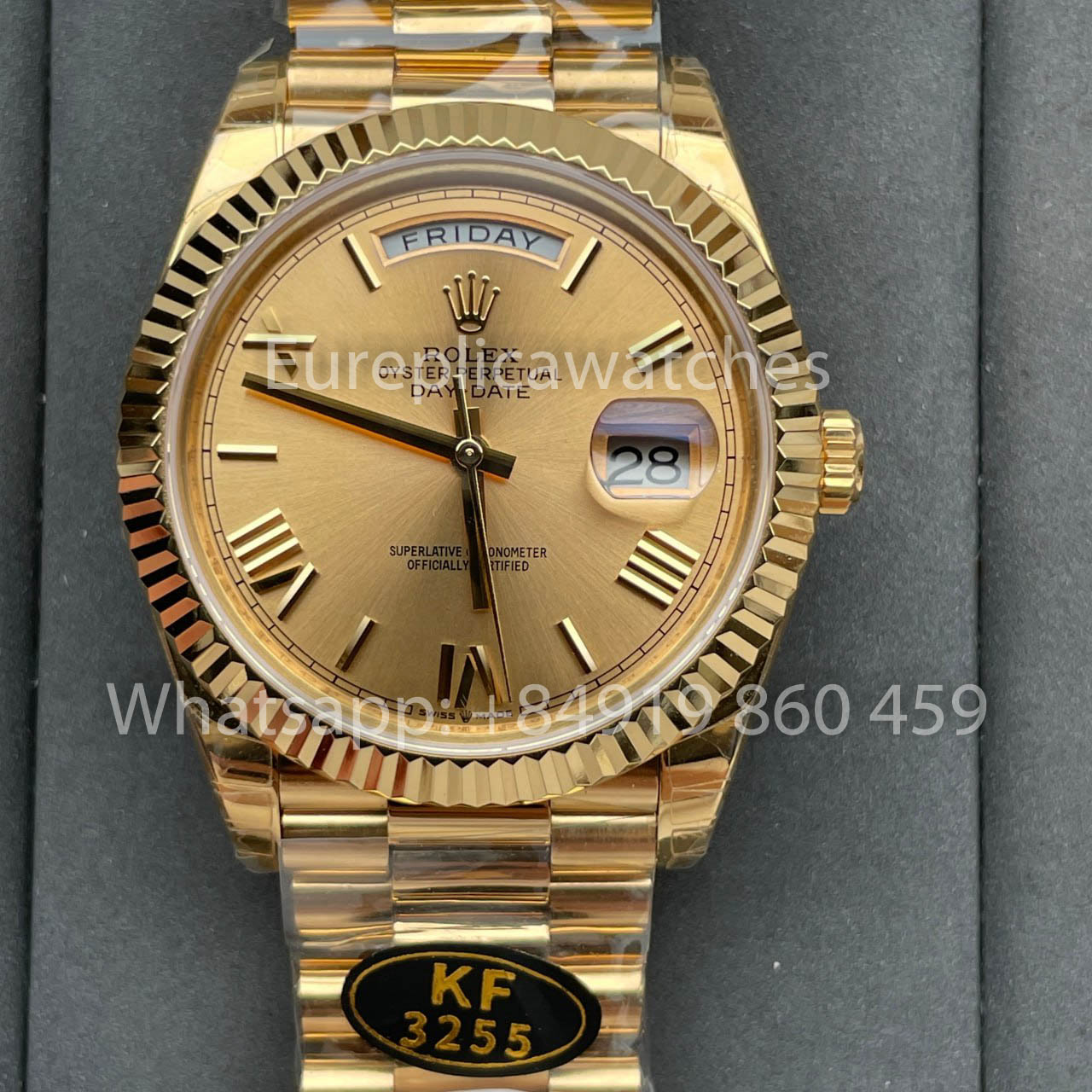 Rolex Yellow Gold Day Date 40 228238-0006 Yellow Dial  1:1 Best Clone KF Fabbrica 215 Gram