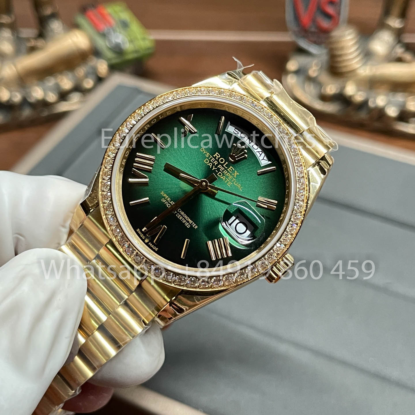 Rolex Day Date 128238-0118 lunetta Diamond  1:1 Best Clone 8+ Fabbrica Counterweight Versione