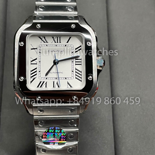 Cartier Santos WSSA0009 1:1 Best Clone BV Fabbrica V2 quadrante bianco