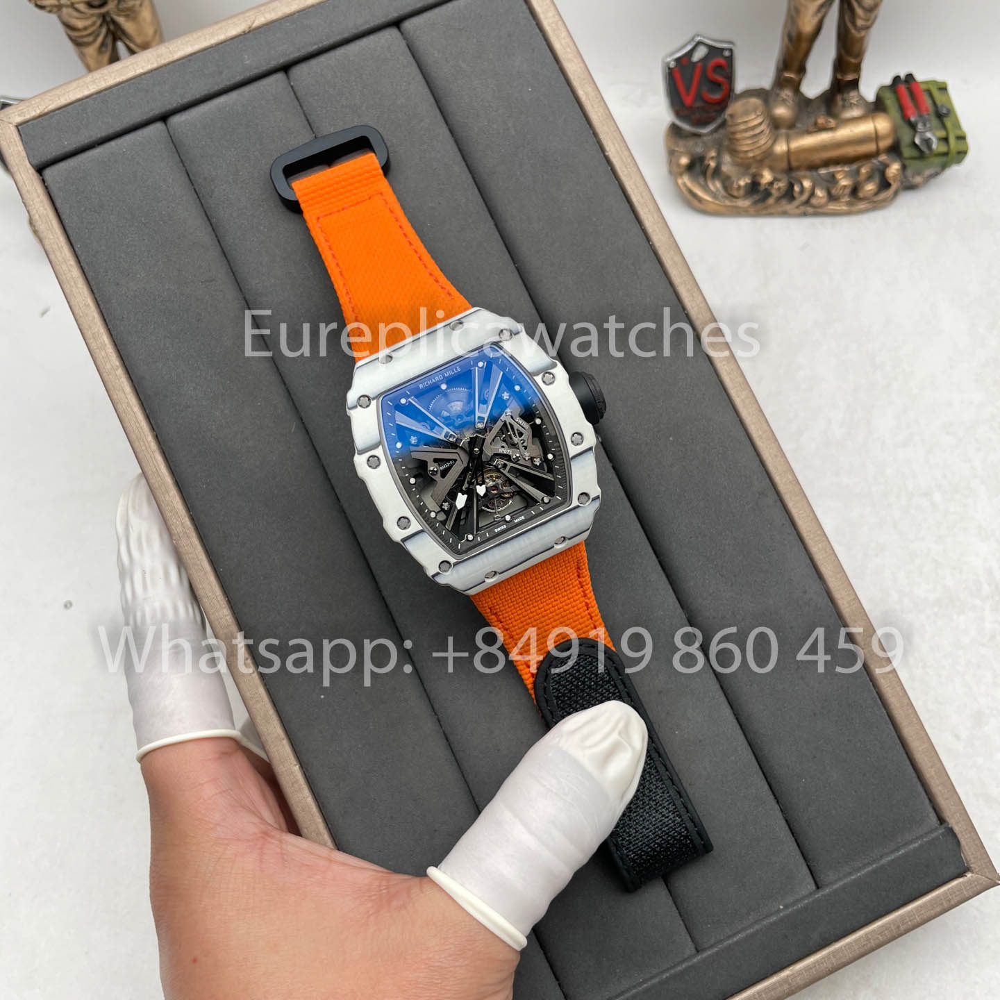 Richard Mille RM12-01 Tourbillon 1:1 Best Edition RM Fabbrica Carbon Fiber Case Orange cinturino