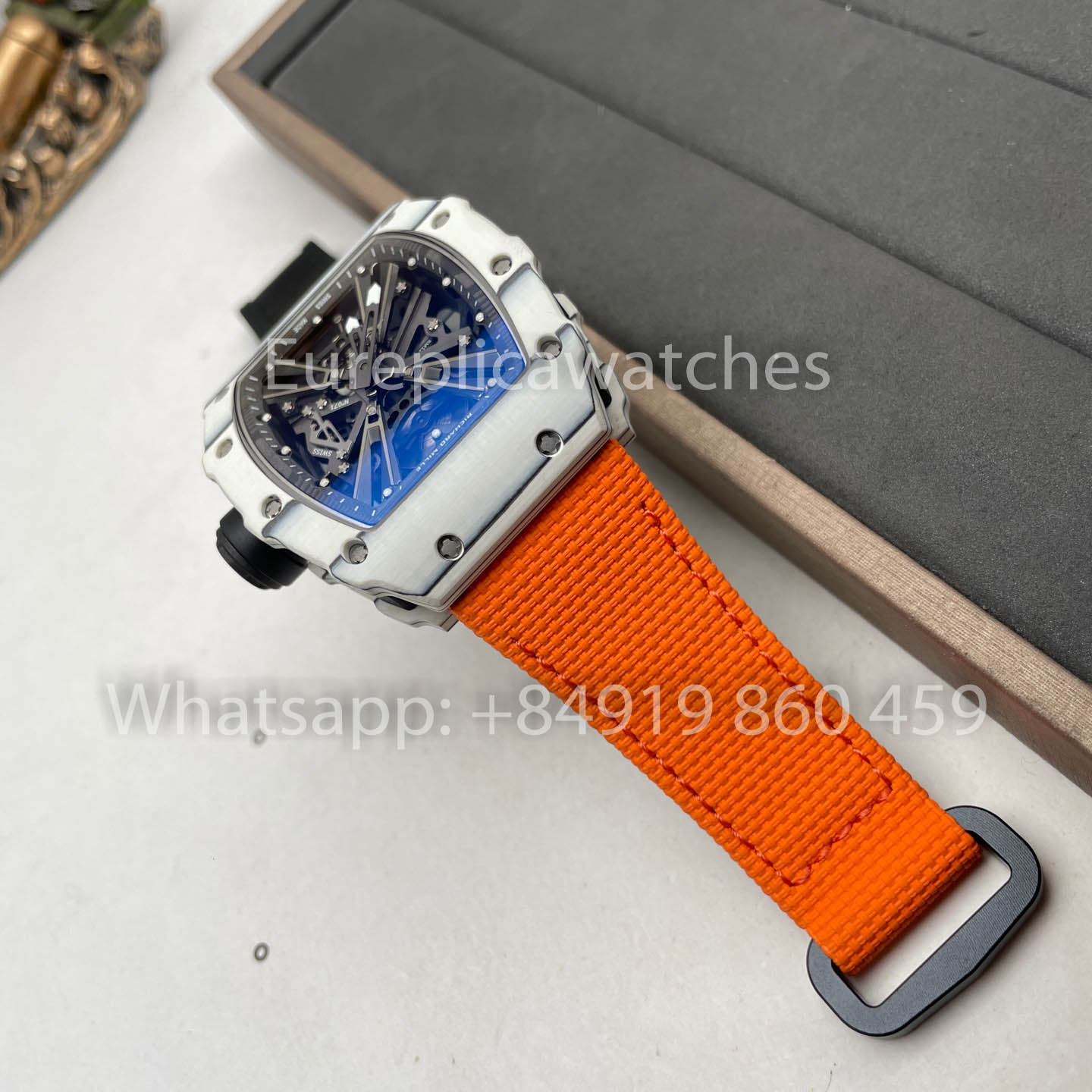 Richard Mille RM12-01 Tourbillon 1:1 Best Edition RM Fabbrica Carbon Fiber Case Orange cinturino