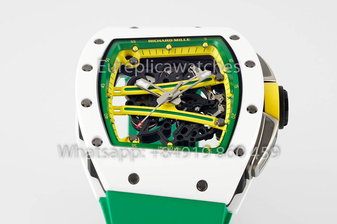 Richard Mille RM061 TZP-N White Ceramic 1:1 Best Clone ZF Fabbrica Green cinturino