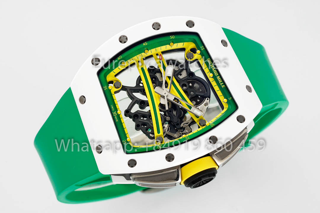 Richard Mille RM061 TZP-N White Ceramic 1:1 Best Clone ZF Fabbrica Green cinturino