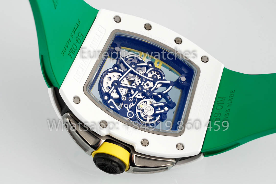Richard Mille RM061 TZP-N White Ceramic 1:1 Best Clone ZF Fabbrica Green cinturino