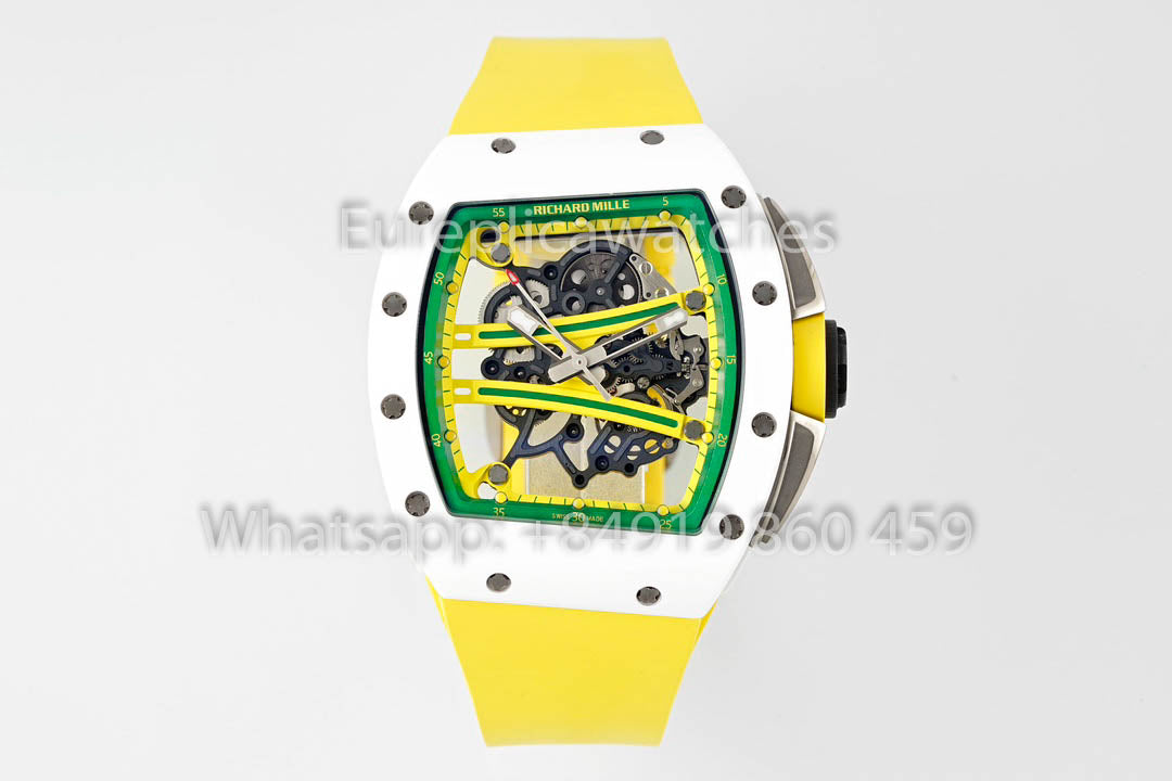 Richard Mille RM061 TZP-N White Ceramic 1:1 Best Clone ZF Fabbrica Yellow cinturino