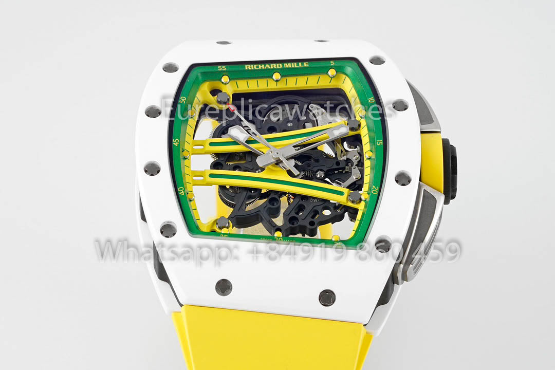 Richard Mille RM061 TZP-N White Ceramic 1:1 Best Clone ZF Fabbrica Yellow cinturino