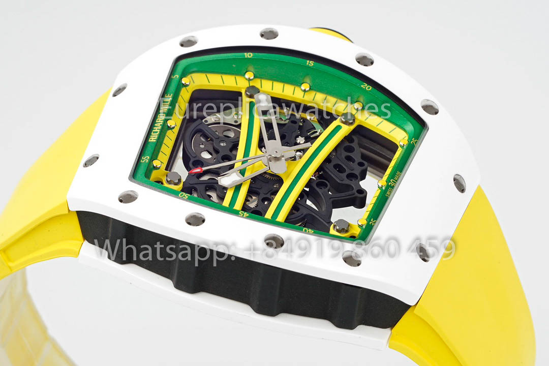 Richard Mille RM061 TZP-N White Ceramic 1:1 Best Clone ZF Fabbrica Yellow cinturino