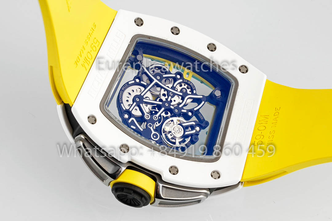 Richard Mille RM061 TZP-N White Ceramic 1:1 Best Clone ZF Fabbrica Yellow cinturino