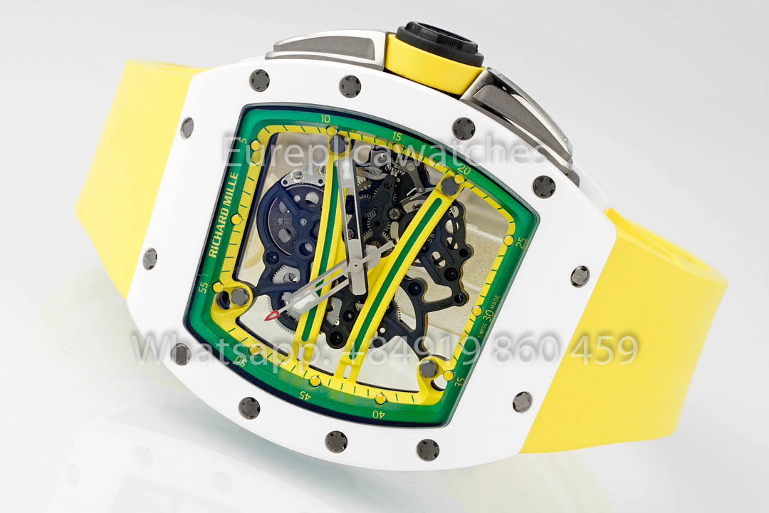 Richard Mille RM061 TZP-N White Ceramic 1:1 Best Clone ZF Fabbrica Yellow cinturino