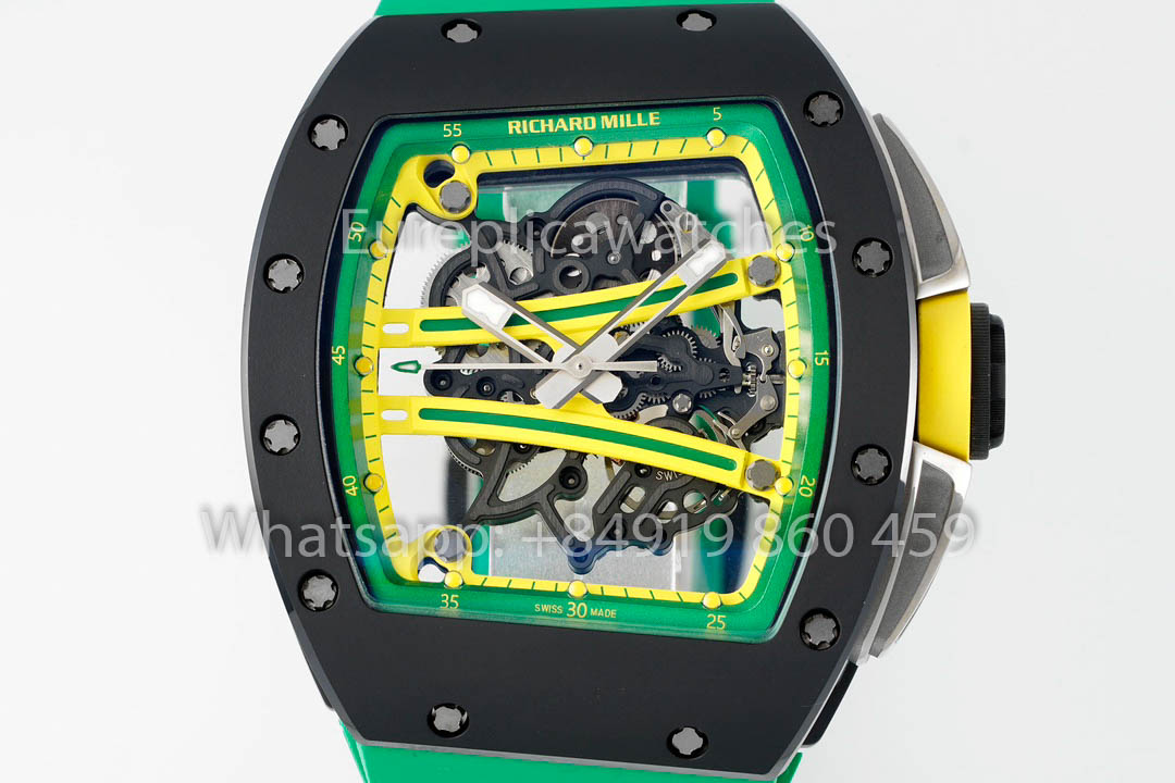 Richard Mille RM061 TZP-N Cerâmica Preta 1:1 Melhor Clone ZF Fabbrica Cinturino Verde