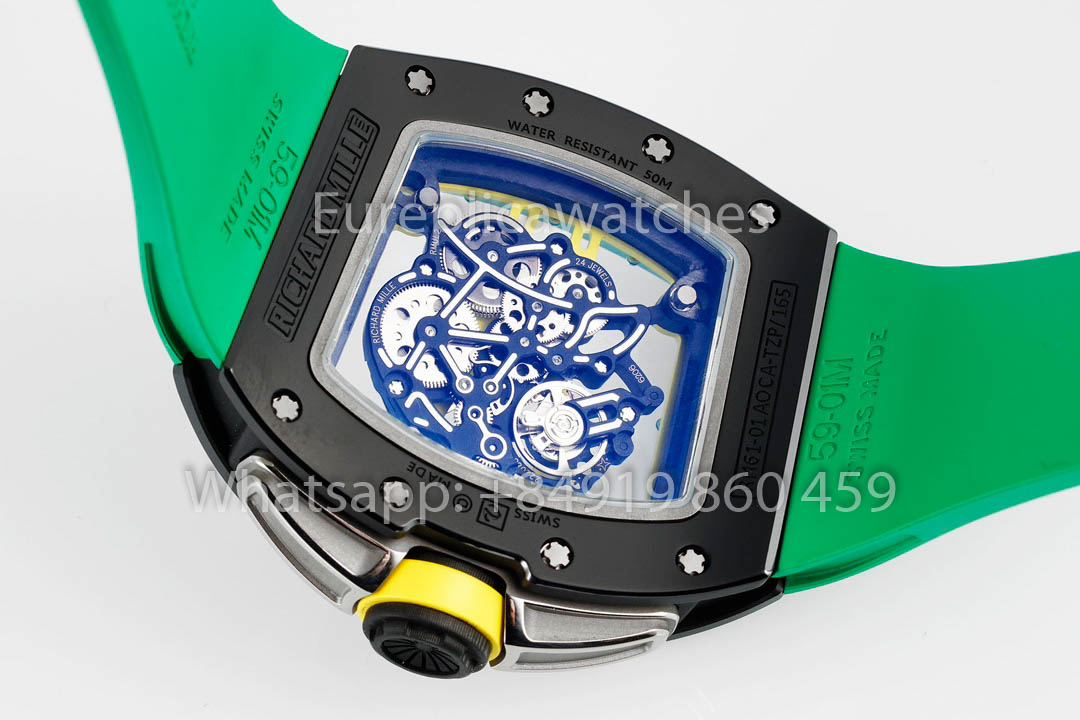 Richard Mille RM061 TZP-N Cerâmica Preta 1:1 Melhor Clone ZF Fabbrica Cinturino Verde