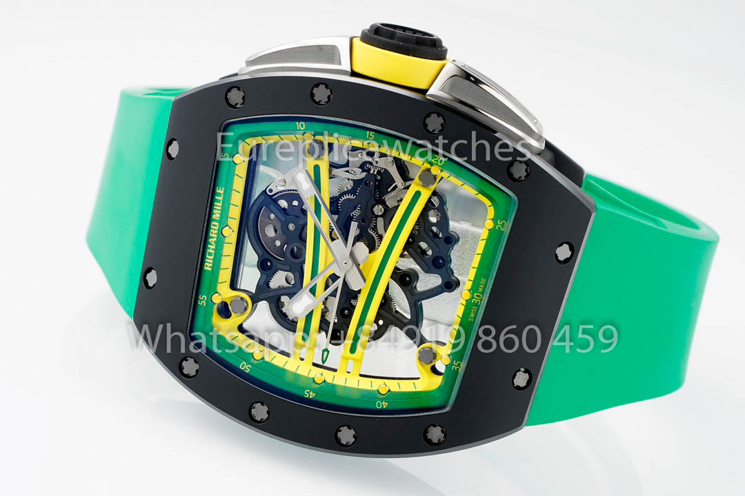 Richard Mille RM061 TZP-N Cerâmica Preta 1:1 Melhor Clone ZF Fabbrica Cinturino Verde