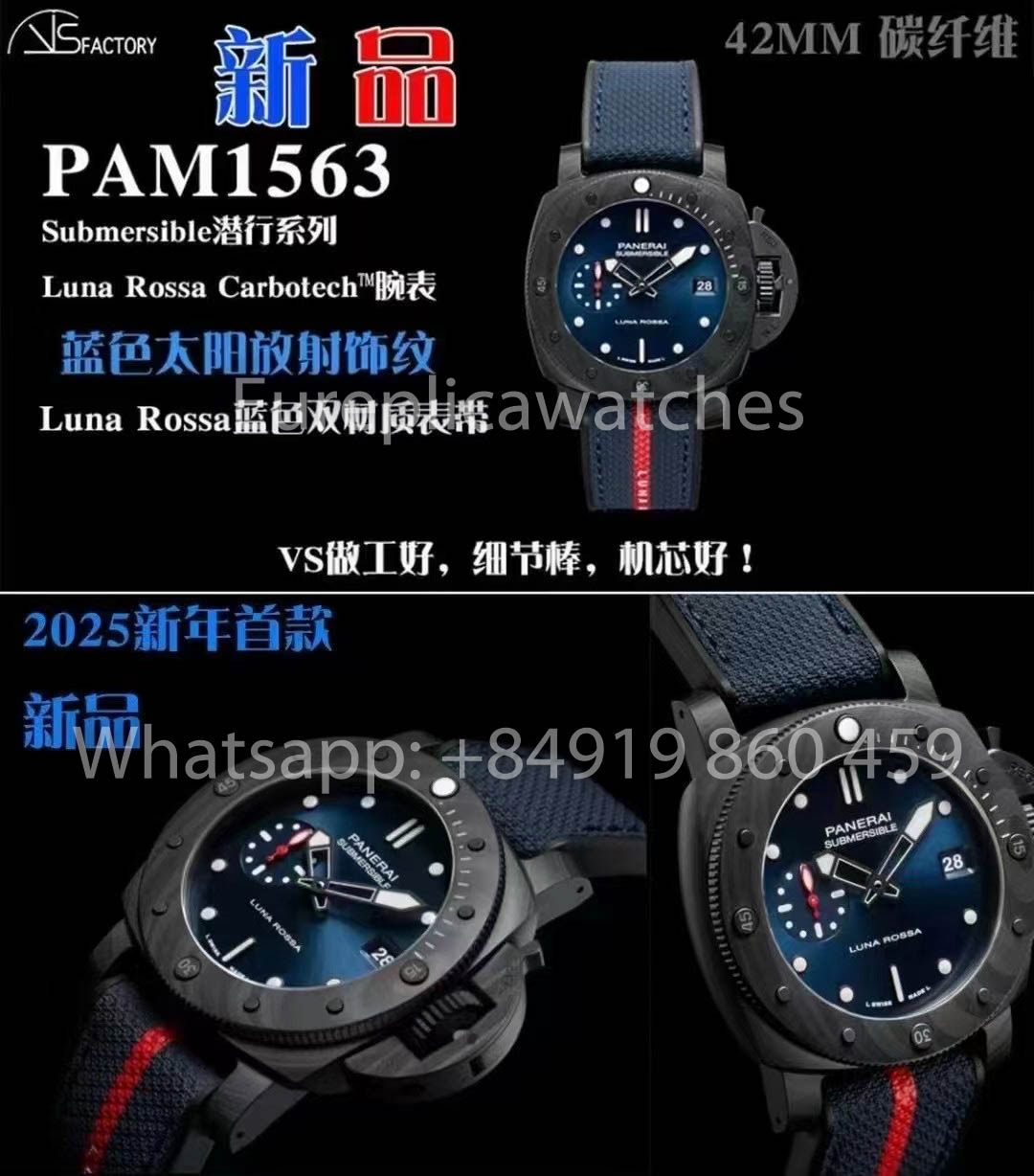 Panerai Submersible PAM 1563 QuarantaQuattro Luna Rossa 1:1 Best Clone VS Fabbrica