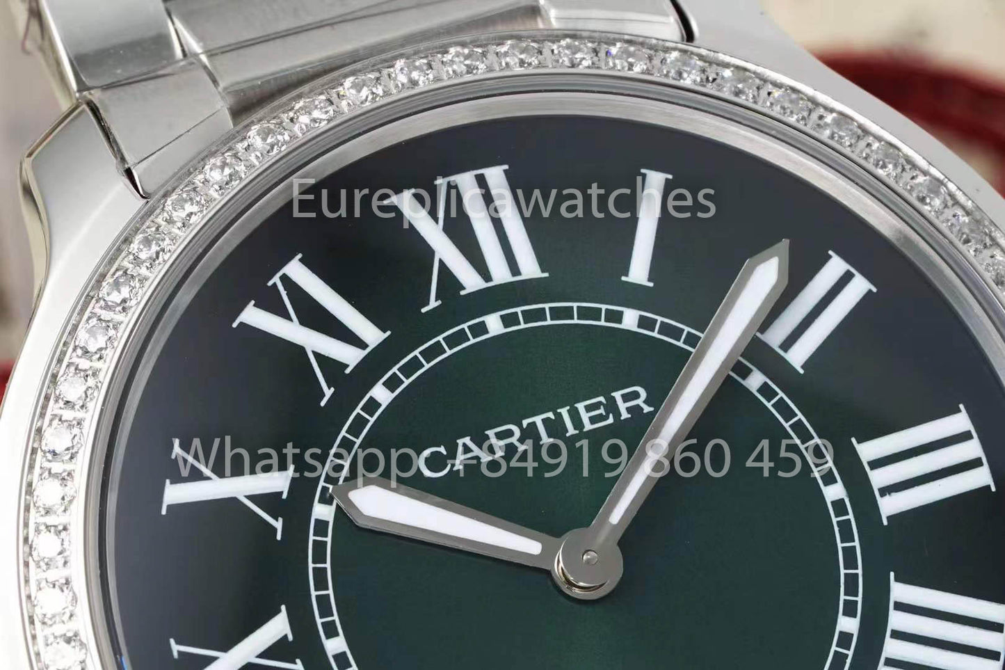 Cartier Ronde Must De Cartier 36mm Custom Diamond 1:1 Best Clone AF Fabbrica quadrante verde