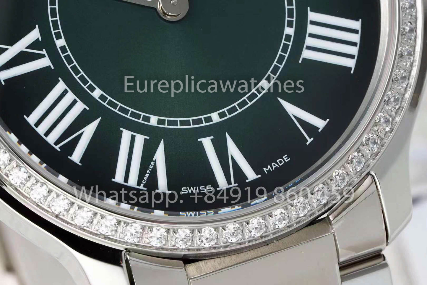Cartier Ronde Must De Cartier 36mm Custom Diamond 1:1 Best Clone AF Fabbrica quadrante verde