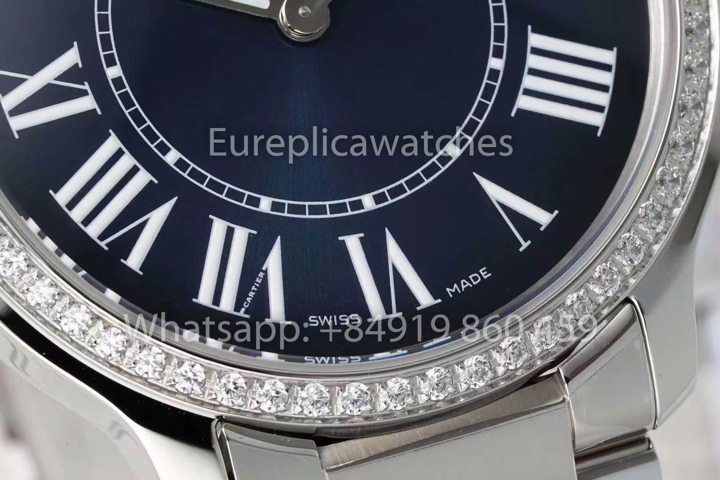 Cartier Ronde Must De Cartier 36mm Custom Diamond 1:1 Best Clone AF Fabbrica quadrante blu