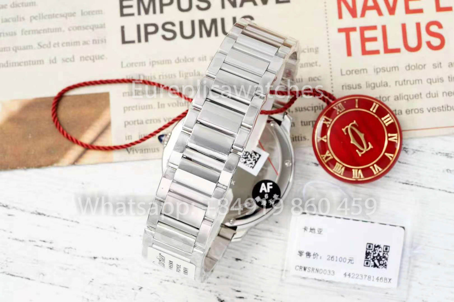 Cartier Ronde Must De Cartier 36mm Custom Diamond 1:1 Best Clone AF Fabbrica Red quadrante