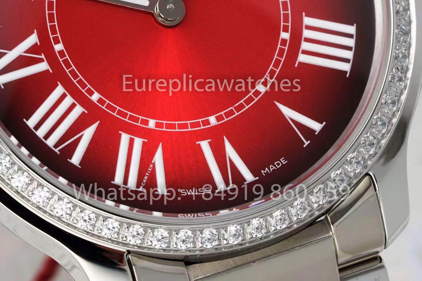 Cartier Ronde Must De Cartier 36mm Custom Diamond 1:1 Best Clone AF Fabbrica Red quadrante