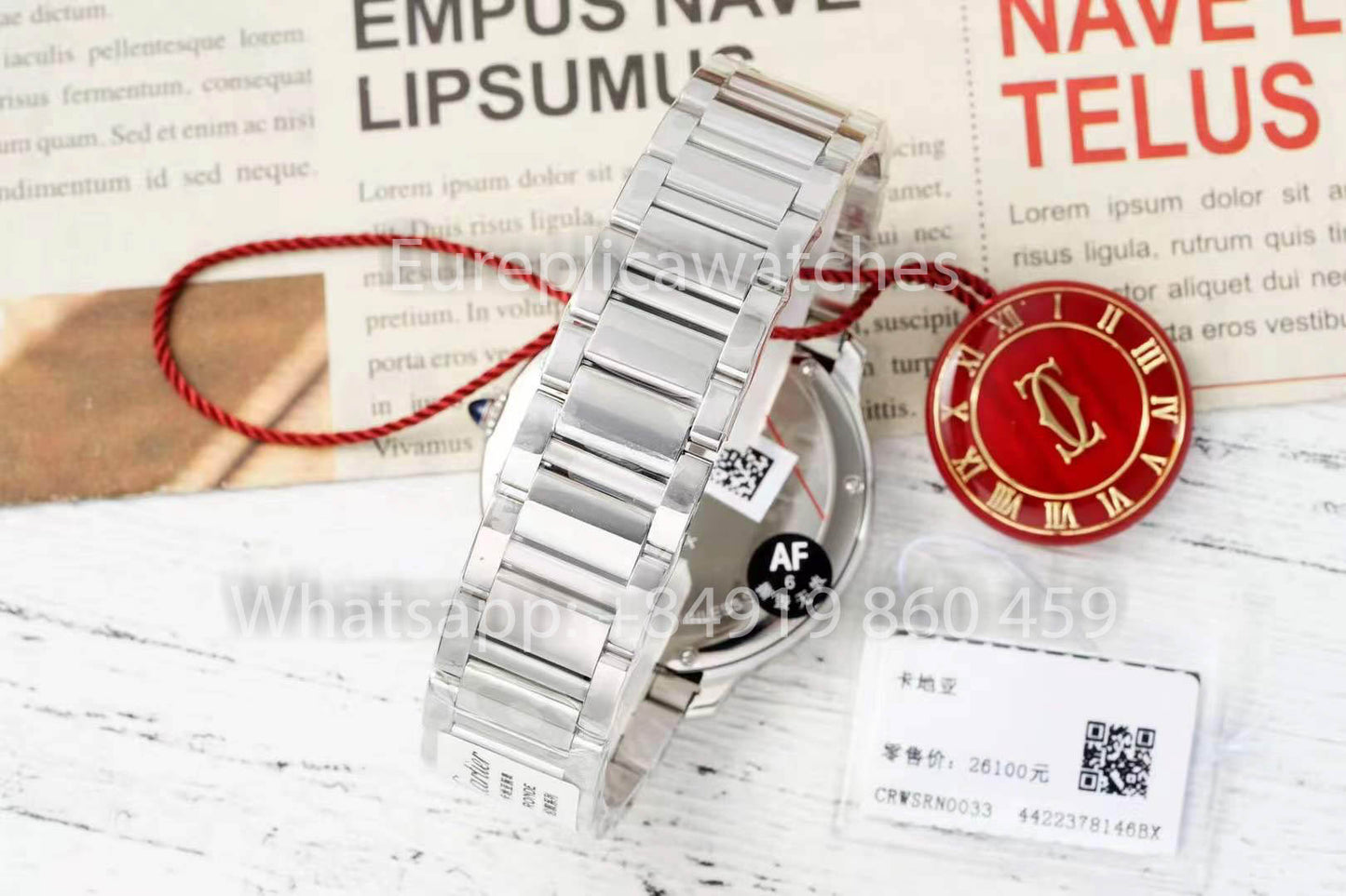 Cartier Ronde Must De Cartier 36mm Custom Diamond 1:1 Best Clone AF Fabbrica Red quadrante