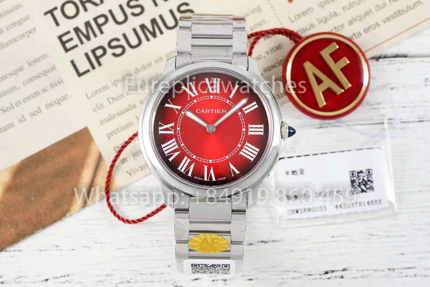 Cartier Ronde Must De Cartier 36mm 1:1 Best Clone AF Fabbrica Red cuadrante