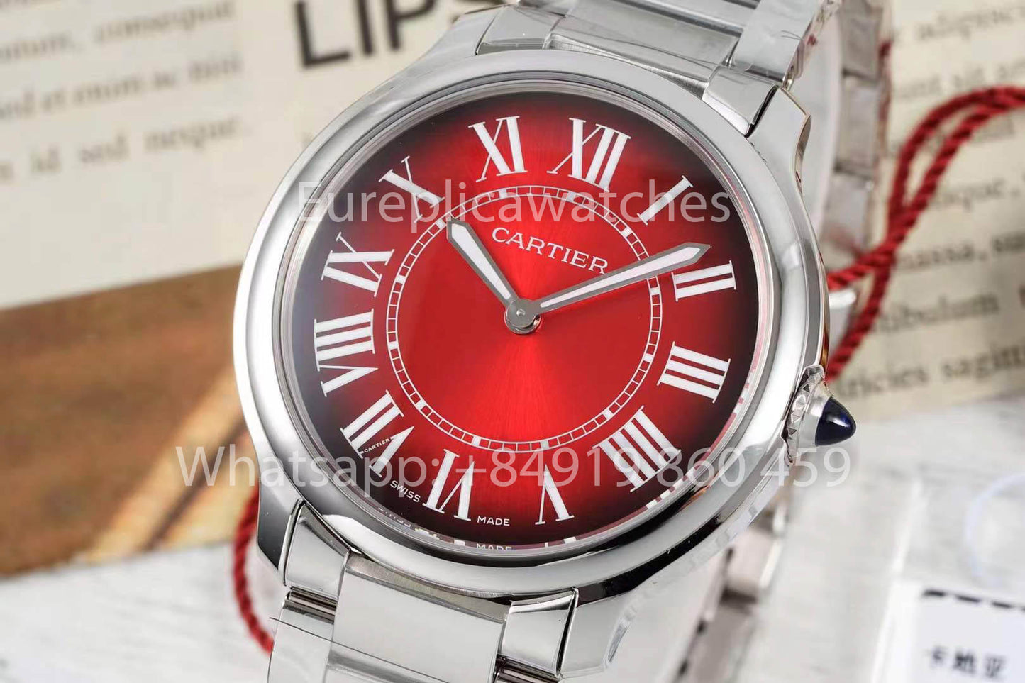 Cartier Ronde Must De Cartier 36mm 1:1 Best Clone AF Fabbrica Red cuadrante