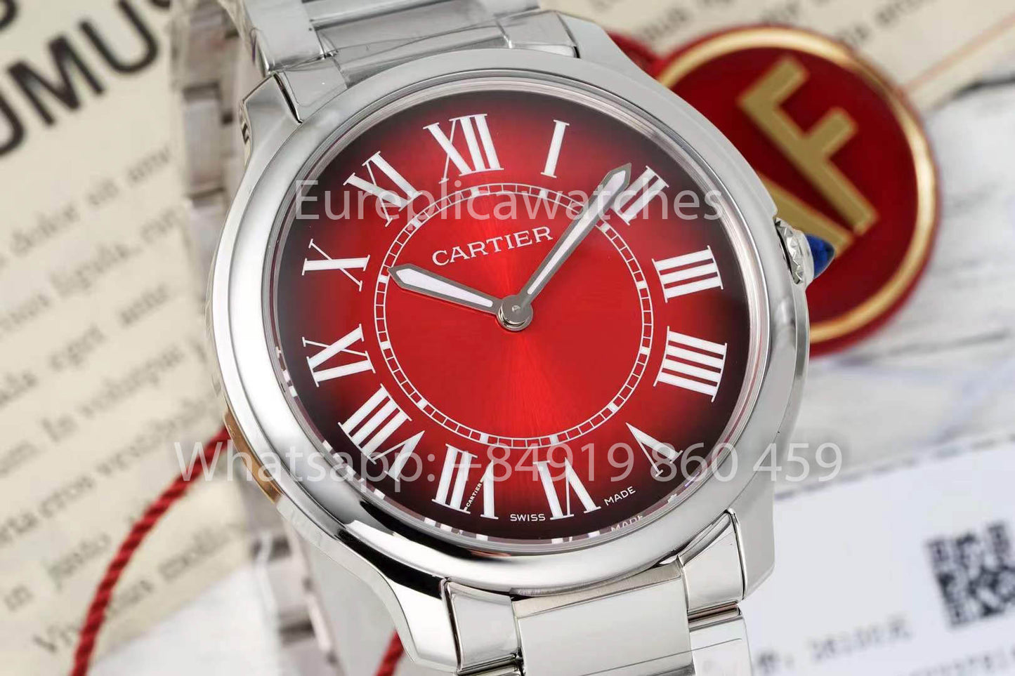 Cartier Ronde Must De Cartier 36mm 1:1 Best Clone AF Fabbrica Red cuadrante