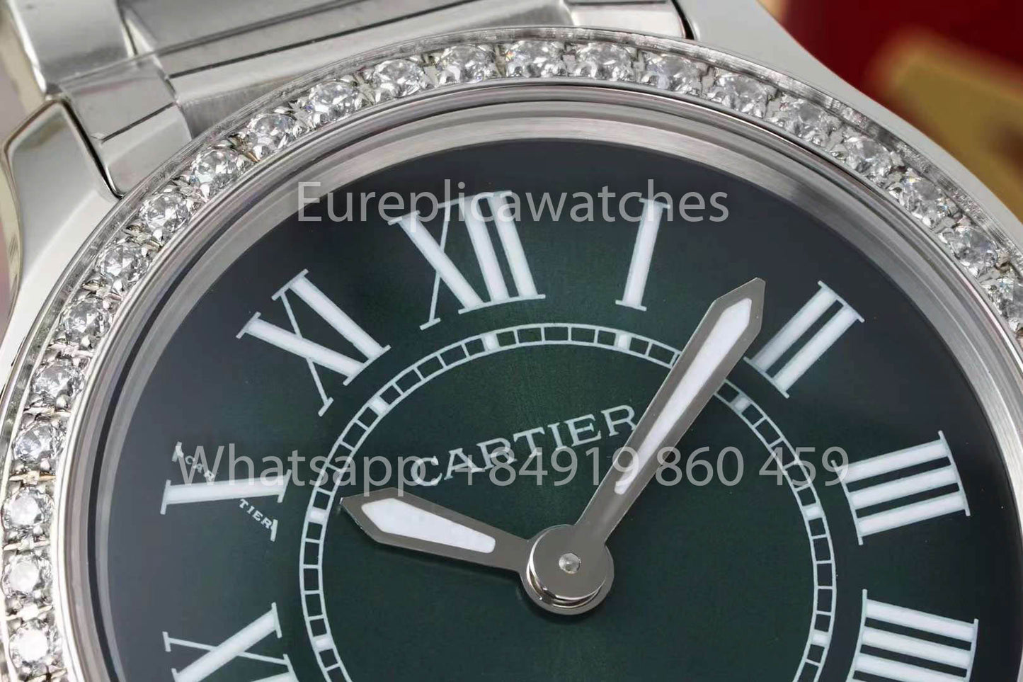 Cartier Ronde Must De Cartier 29mm custom diamonds 1:1 Best Clone AF Fabbrica quadrante verde