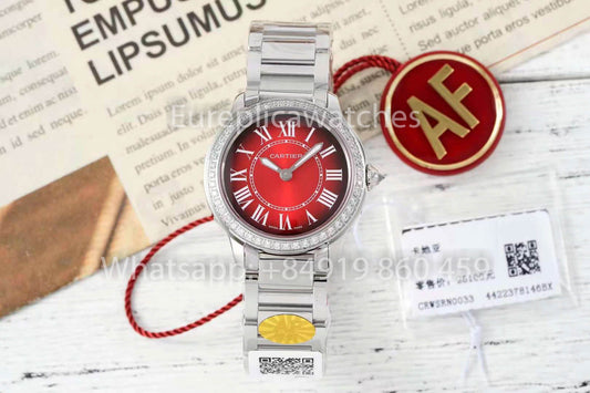Cartier Ronde Must De Cartier 29mm custom diamonds 1:1 Best Clone AF Fabbrica Red quadrante