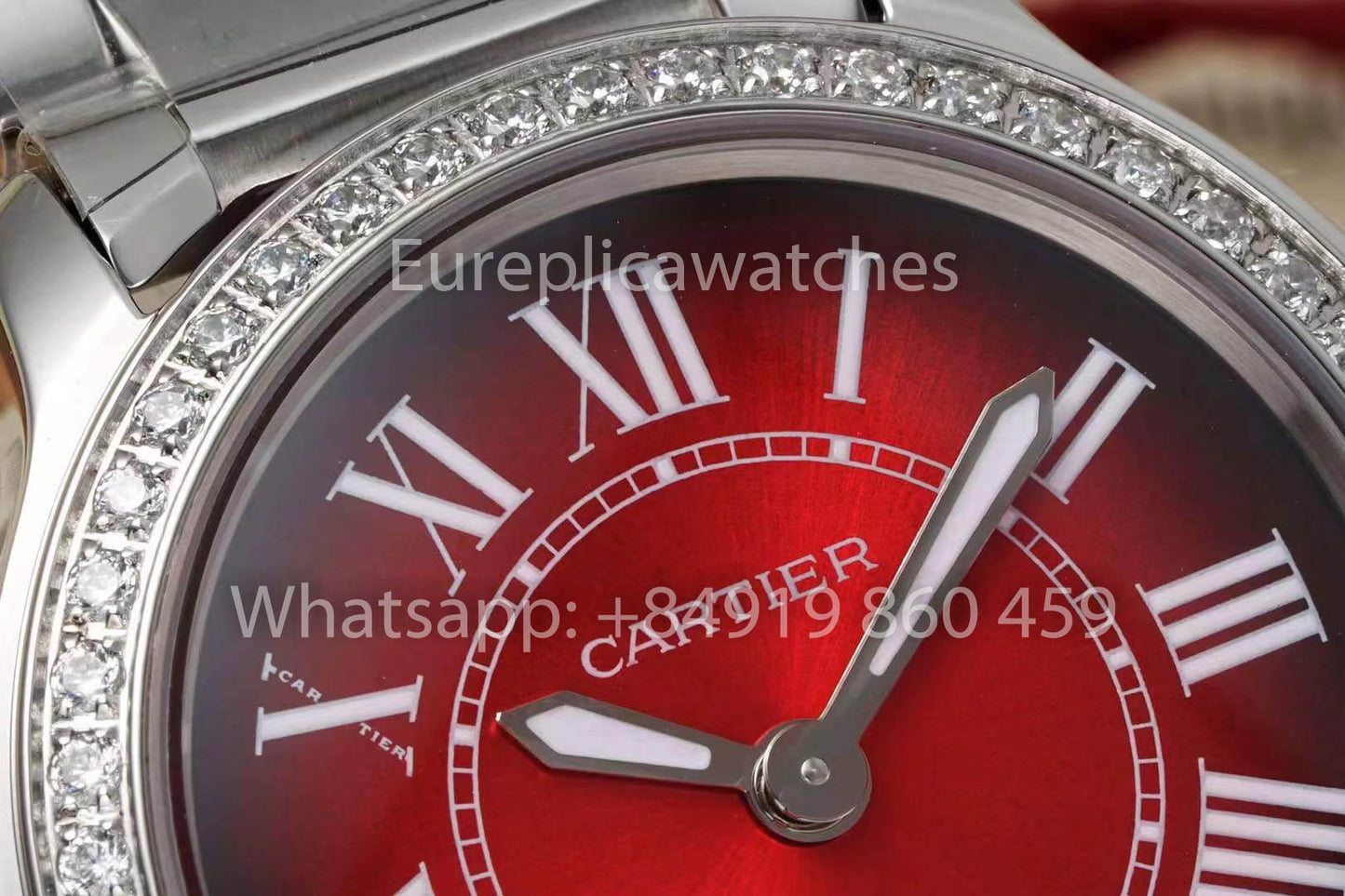 Cartier Ronde Must De Cartier 29mm custom diamonds 1:1 Best Clone AF Fabbrica Red quadrante
