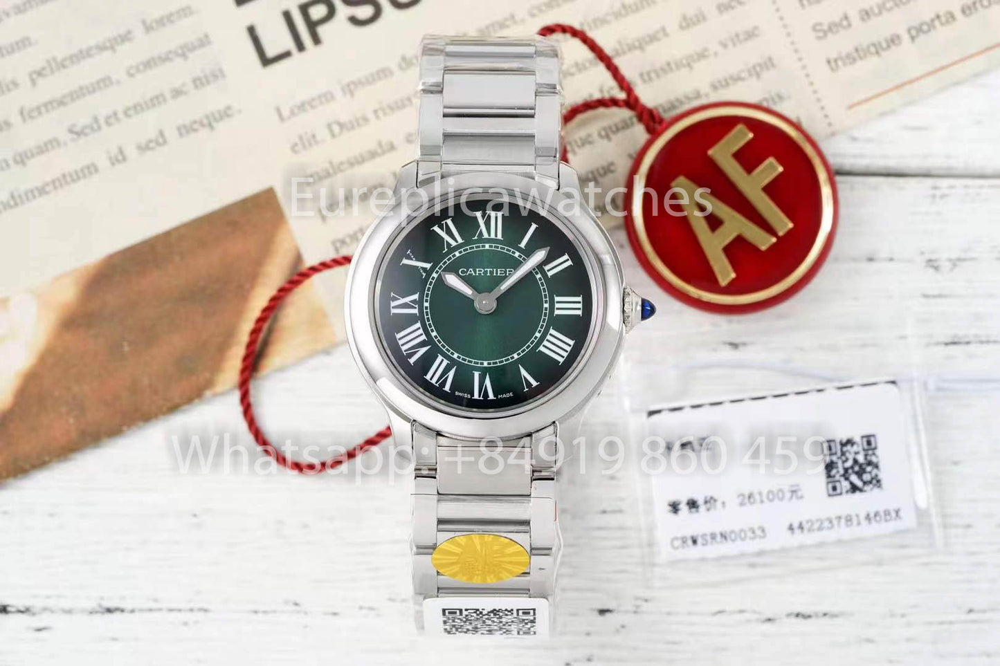 Cartier Ronde Must De Cartier 29mm 1:1 Best Clone AF Fabbrica quadrante verde