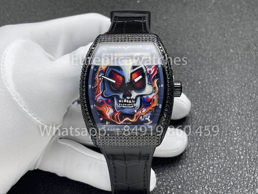 Franck Muller Vanguard Loes Van Delft 1:1 Melhor Clone ABF Fabbrica Nero diamantes