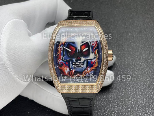 Franck Muller Vanguard Loes Van Delft 1:1 Melhor Clone ABF Fabbrica Rosa Oro diamantes