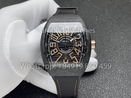 Franck Muller Vanguard V45 fibra de carbono 1:1 Melhor Clone Nero cinturino