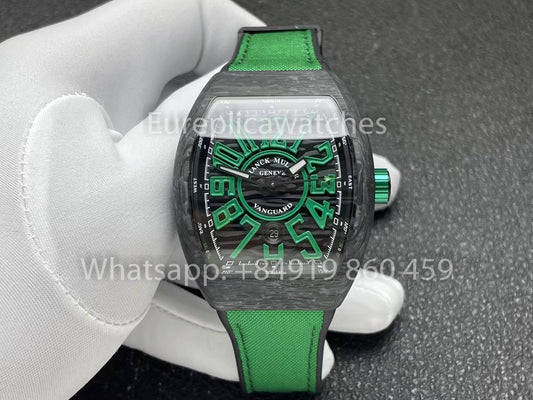Franck Muller Vanguard V45 fibra de carbono 1:1 Best Clone Verde cinturino