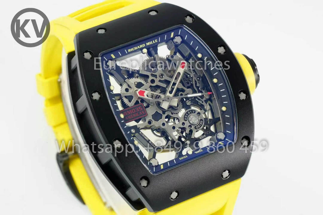 Richard Mille RM035 Toro Americas Edition 1:1 Best Clone KV Fabbrica Yellow cinturino
