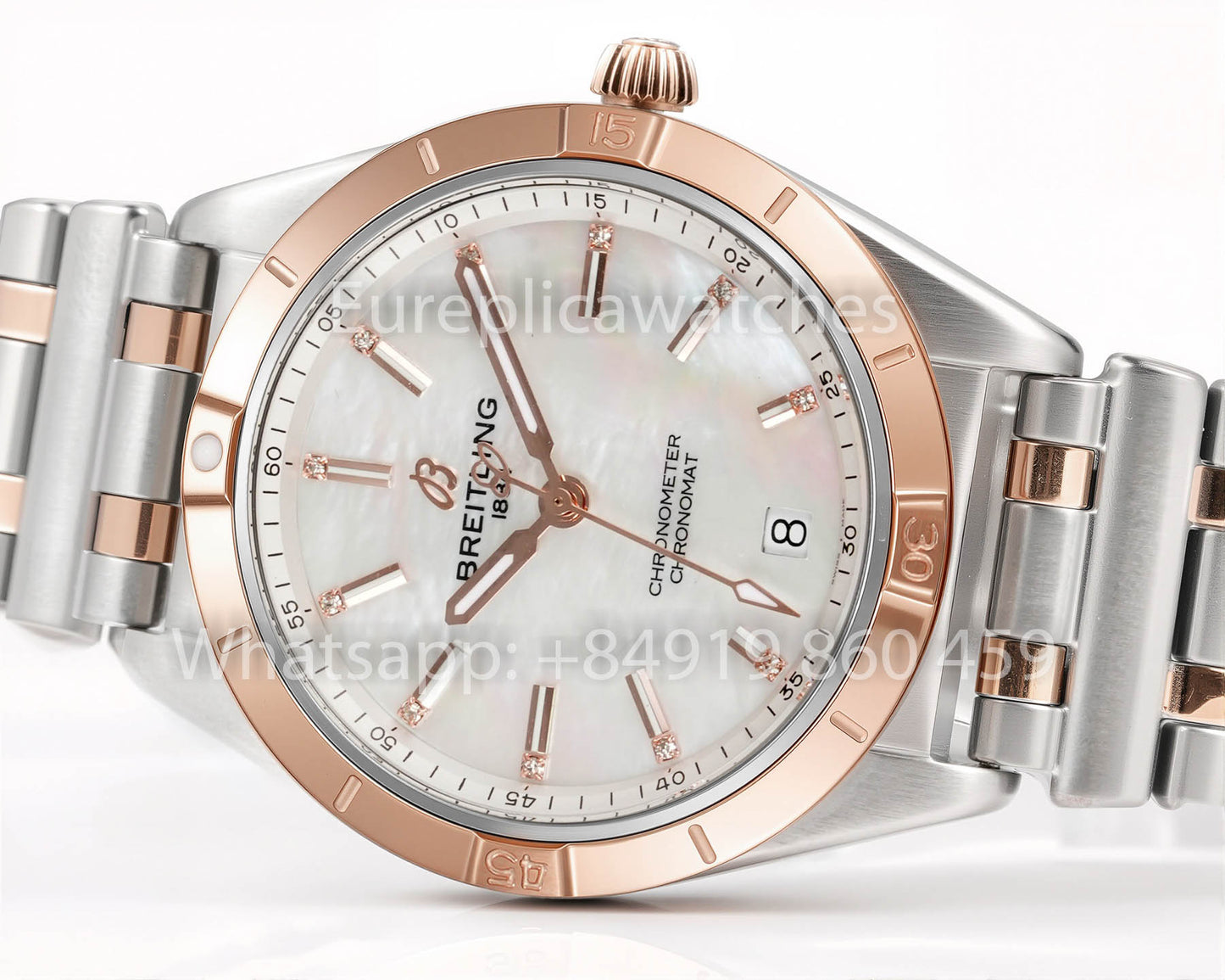 Breitling Chronomat 36 UNWORN 2022 A10380591L1A1 Series 1:1 Super Clone BLS Fabbrica MOP Argento and rosse Oro