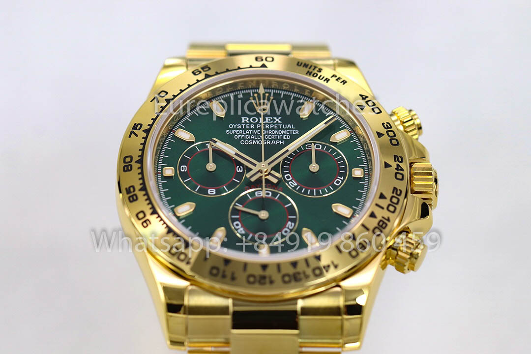 Rolex Yellow Gold Daytona 40 Green Arabic Dial 116508  1:1 Super Clone ZF Fabbrica Weighted Edition