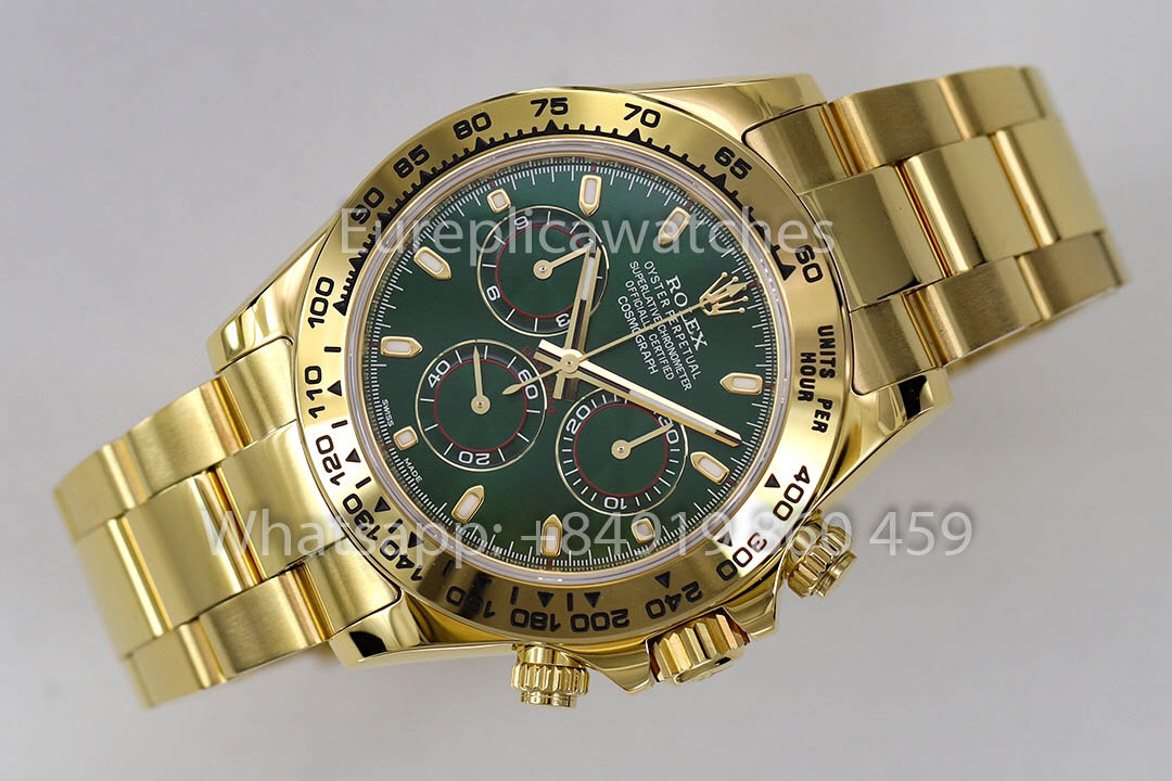 Rolex Yellow Gold Daytona 40 Green Arabic Dial 116508  1:1 Super Clone ZF Fabbrica Weighted Edition