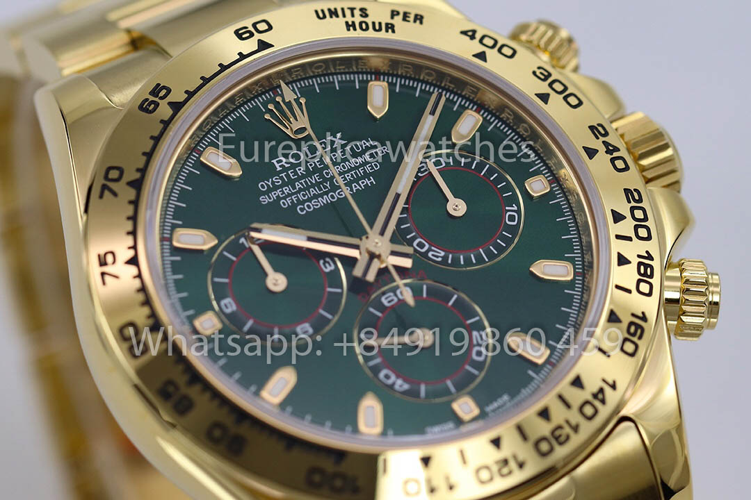 Rolex Yellow Gold Daytona 40 Green Arabic Dial 116508  1:1 Super Clone ZF Fabbrica Weighted Edition