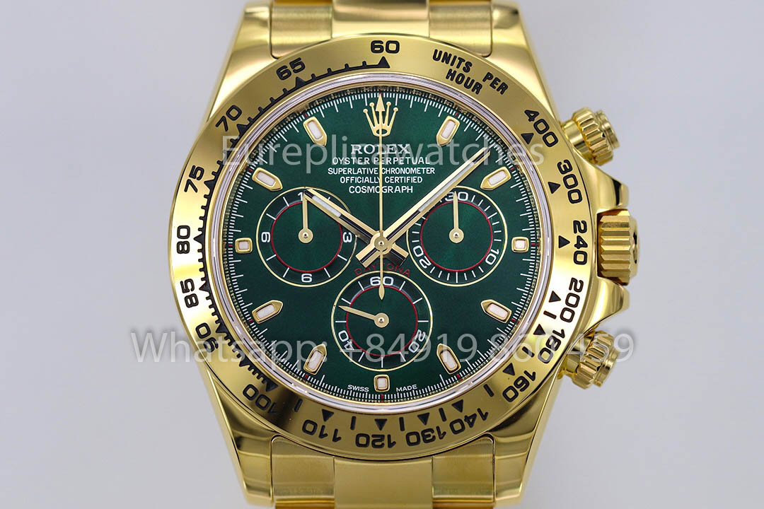 Rolex Yellow Gold Daytona 40 Green Arabic Dial 116508  1:1 Super Clone ZF Fabbrica Weighted Edition