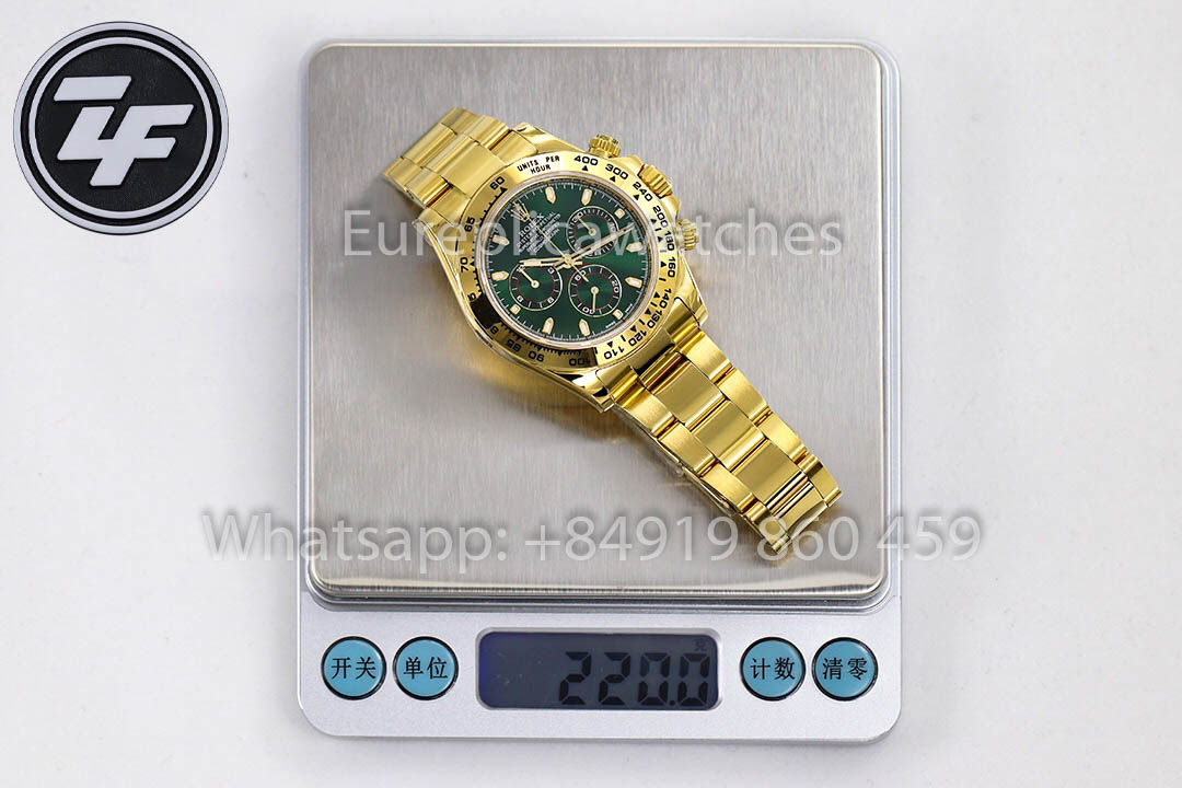 Rolex Yellow Gold Daytona 40 Green Arabic Dial 116508  1:1 Super Clone ZF Fabbrica Weighted Edition
