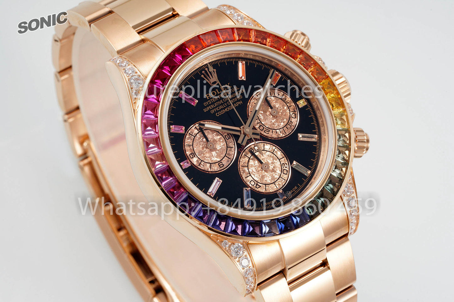 Rolex Daytona Rainbow Diamond Dial Rose Gold 40mm 1:1 Super Clone Sonic Fabbrica