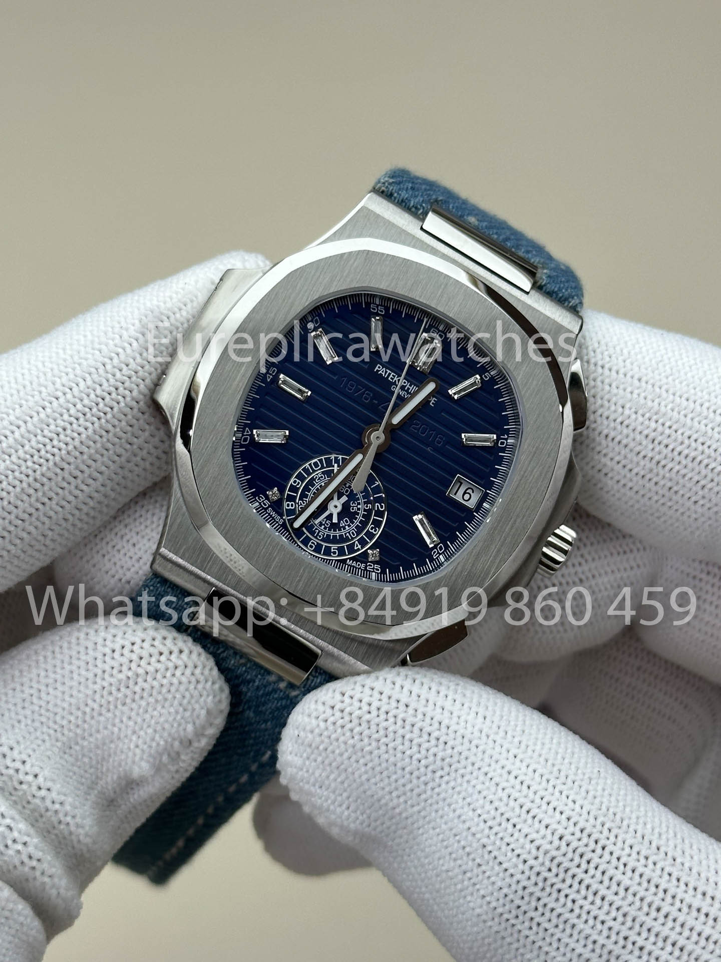 Patek Philippe Nautilus 5980/1G-001 versione migliore 1:1 3K Fabbrica V3 Upgraded Crystal indices quadrante Pelle cinturino