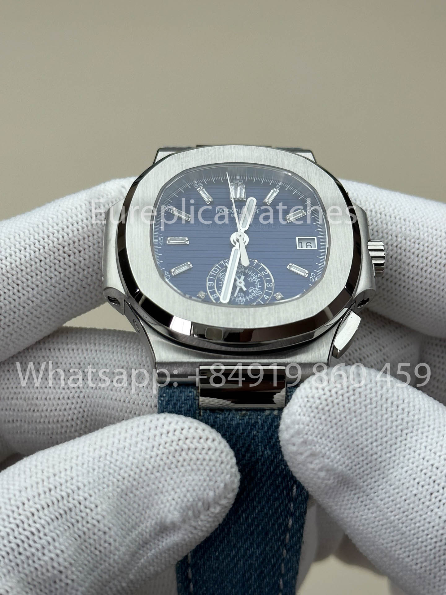 Patek Philippe Nautilus 5980/1G-001 versione migliore 1:1 3K Fabbrica V3 Upgraded Crystal indices quadrante Pelle cinturino