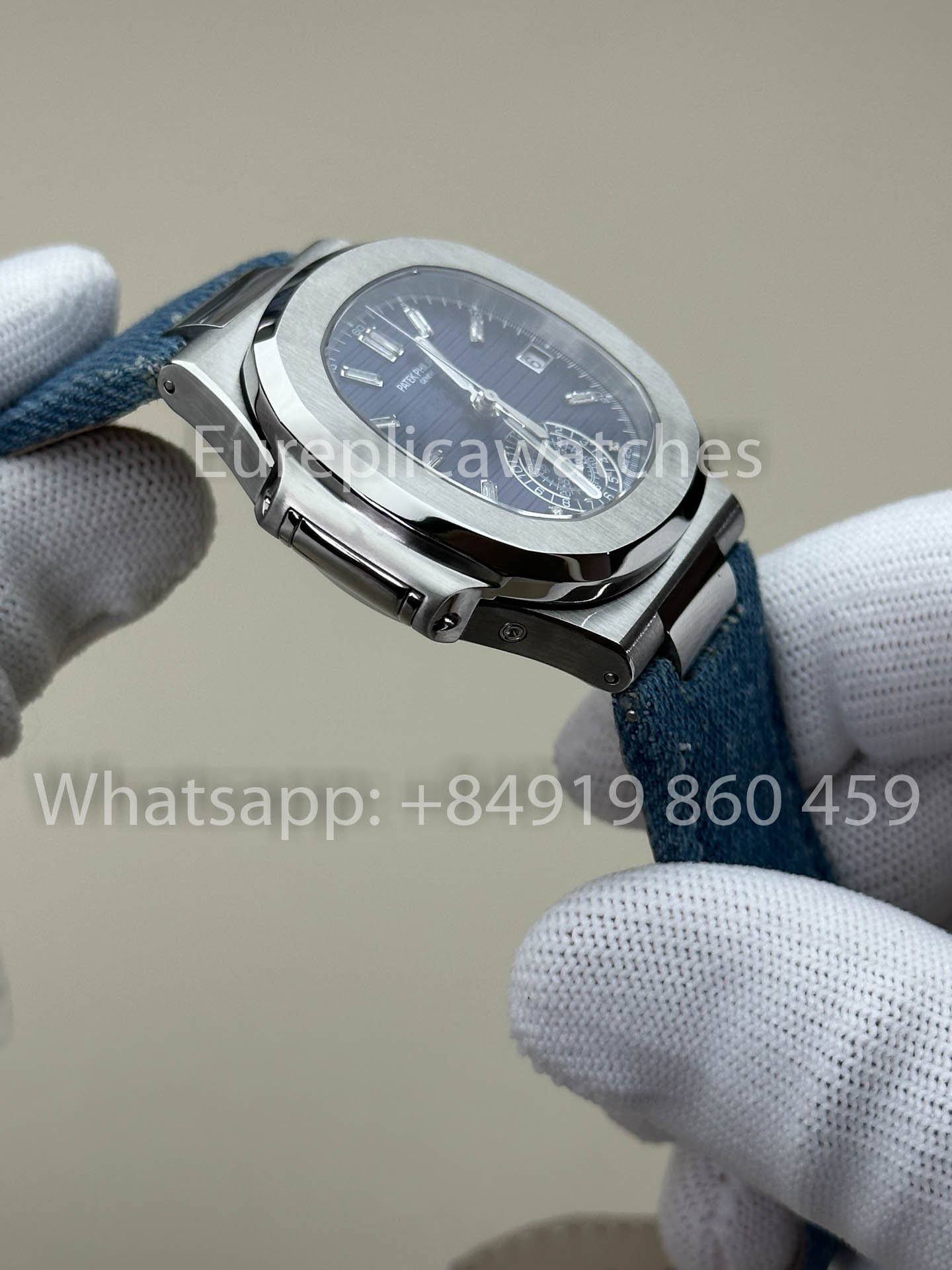 Patek Philippe Nautilus 5980/1G-001 versione migliore 1:1 3K Fabbrica V3 Upgraded Crystal indices quadrante Pelle cinturino